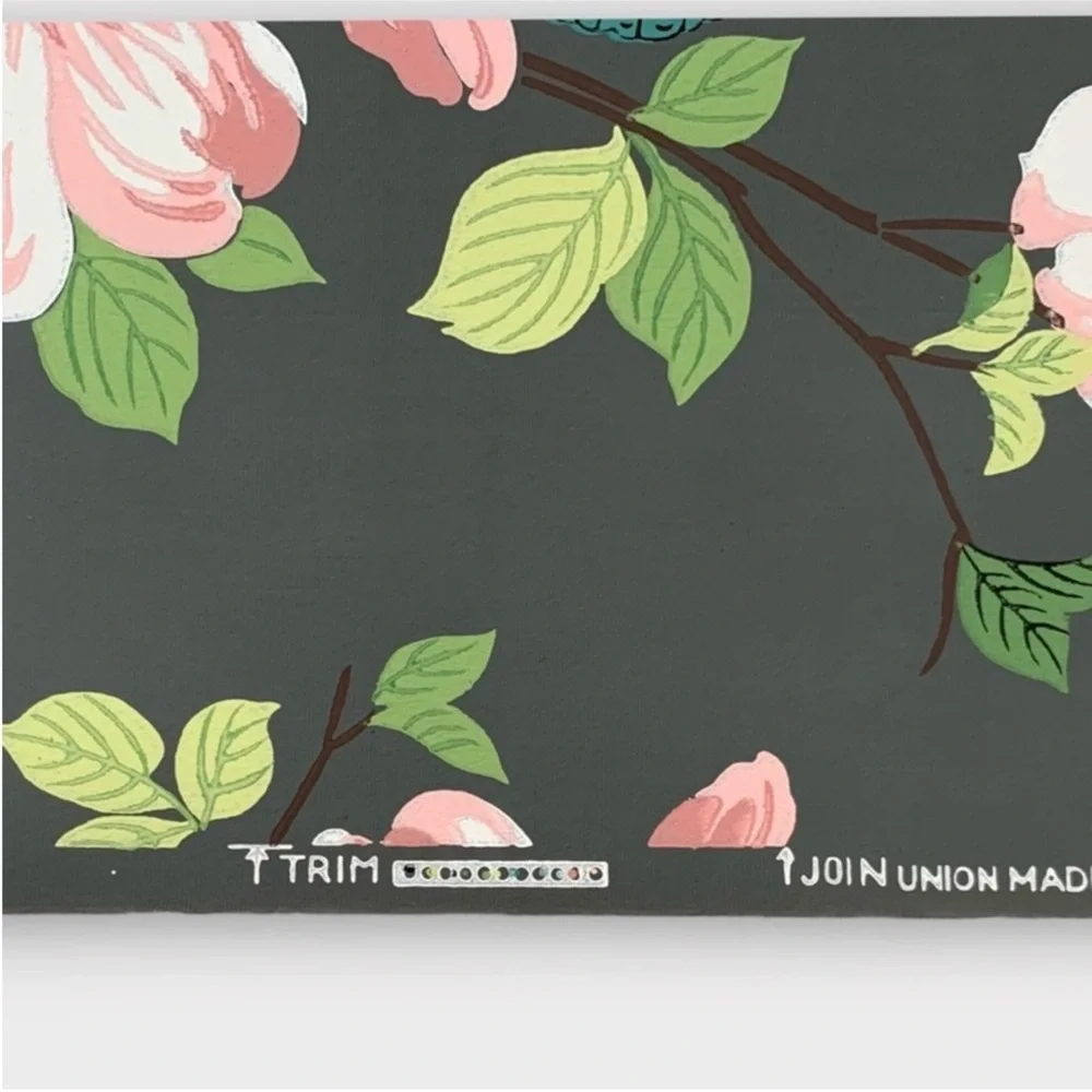 Vintage Botanical Floral Dogwood and Butterfly Birge Wallpaper from the 30s-40s